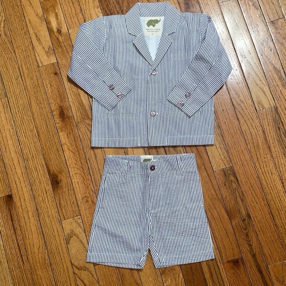 Monica & Andy NEW - old sport  Blazer and short set 100% organic cotton
